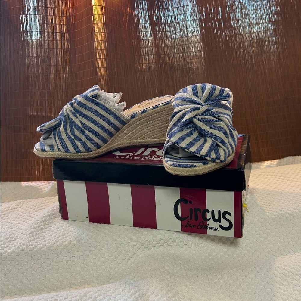 Circus by Sam Edelman Blue and White Wedge Sandals